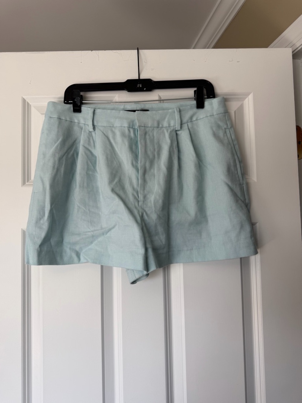 Alice + Olivia Pastel Mint Pleated High-Waist Shorts